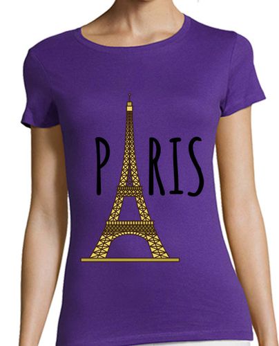 Camiseta mujer camiseta morada u otros colores paris champs elysées tiendas de lujo visita paris y la torre eiffel - latostadora.com - Modalova