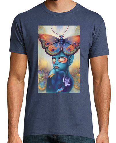 Camiseta Mariposa de colores sobre mujer azul - latostadora.com - Modalova