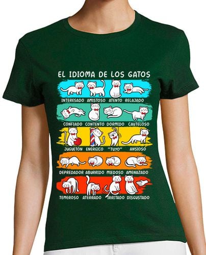 Camiseta Mujer Manga Corta El Idioma De Los Gatos Animales Lenguaje Gatitos Graciosa laTostadora - latostadora.com - Modalova