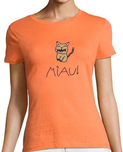 Camiseta Mujer Manga Corta Gato Infantil, diseñada por una niña de laTostadora - latostadora.com - Modalova