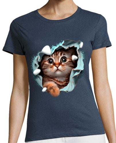 Camiseta mujer Gato Rasga Tela Rasgado Gatito Humor Animales Graciosa laTostadora - latostadora.com - Modalova