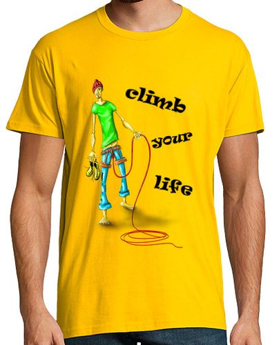 Camiseta Hombre Manga Corta CLIMB YOUR LIFE Hombre, manga corta, amarillo mostaza, calidad extra laTostadora - latostadora.com - Modalova