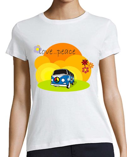 Camiseta Mujer Manga Corta Tostada VW Hippie v.01 laTostadora - latostadora.com - Modalova