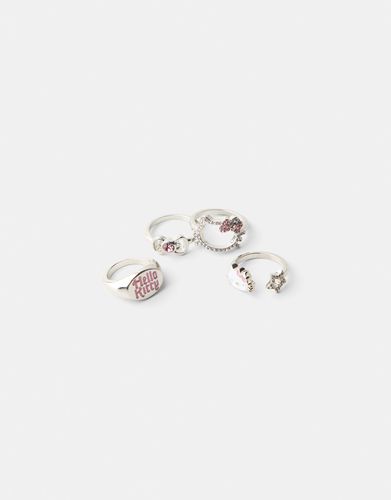 Pack 4 Anillos Hello Kitty Mania Mujer M - Bershka - Modalova