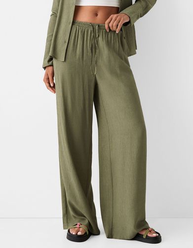 Pantalón Bámbula Cintura Goma Mujer S - Bershka - Modalova