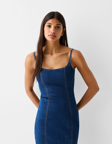 Vestido Denim Largo Tirantes Mujer L - Bershka - Modalova