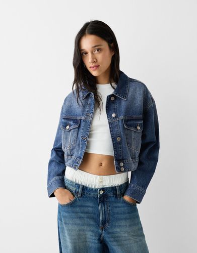 Cazadora Denim Cropped Mujer Xs - Bershka - Modalova