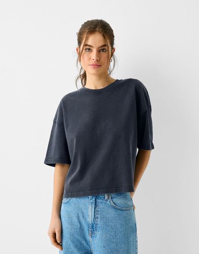 Camiseta Manga Corta Boxy Fit Mujer L - Bershka - Modalova