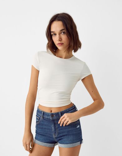 Short Denim Roll Up Mujer 34 - Bershka - Modalova