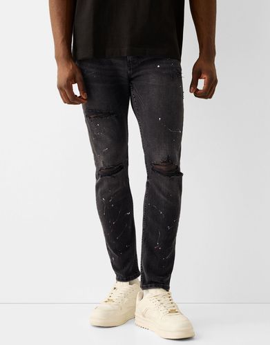 Jeans Skinny Rotos Pintura Hombre 36 - Bershka - Modalova