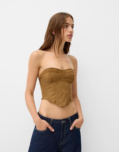 Top Bandeau Efecto Ante Mujer M - Bershka - Modalova