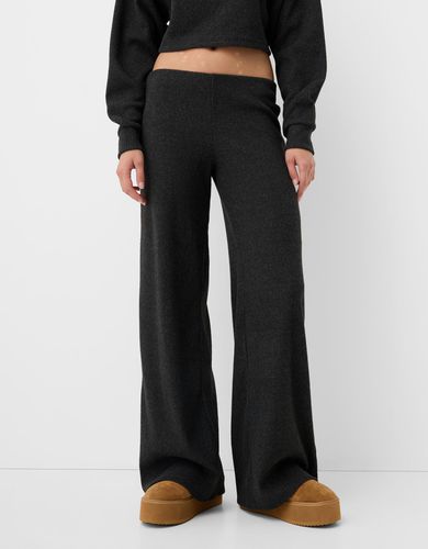 Pantalón Wide Leg Rib Soft Touch Mujer L - Bershka - Modalova