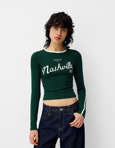 Camiseta Manga Larga Print Mujer L - Bershka - Modalova