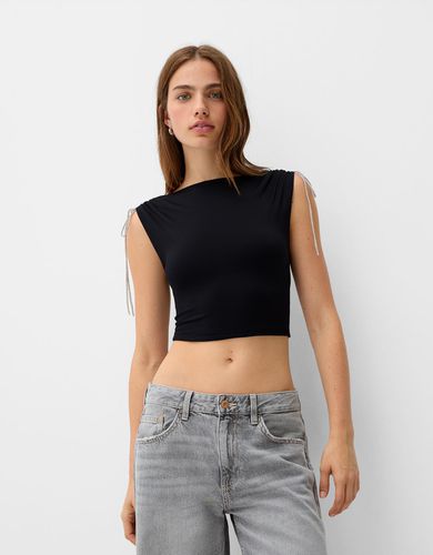 Camiseta Sin Mangas Espalda Descubierta Strass Mujer M - Bershka - Modalova