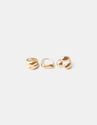 Pack 3 Anillos Signature Edition Mujer S - Bershka - Modalova