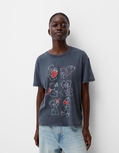 Camiseta Manga Corta Print Mujer S - Bershka - Modalova