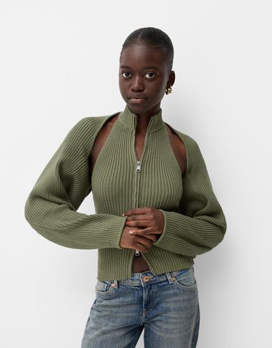 Top Cárdigan Cuello Subido Mujer L - Bershka - Modalova