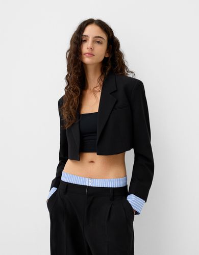 Blazer Cropped Contraste Mujer M - Bershka - Modalova