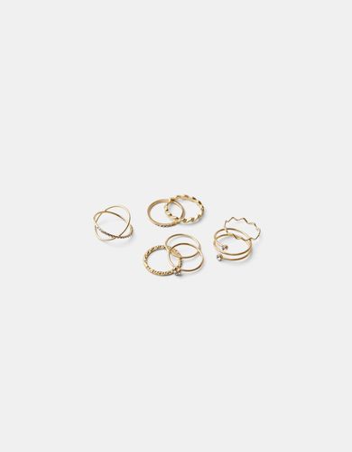 Pack 9 Anillos Brillos Mujer M - Bershka - Modalova