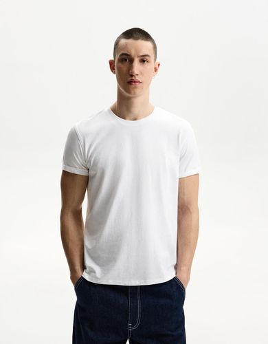 Camiseta Manga Corta Roll Up Bordado Hombre M - Bershka - Modalova