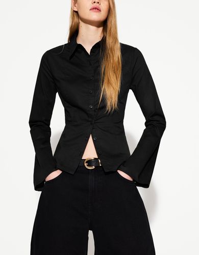 Camisa Entallada Manga Campana Mujer M - Bershka - Modalova