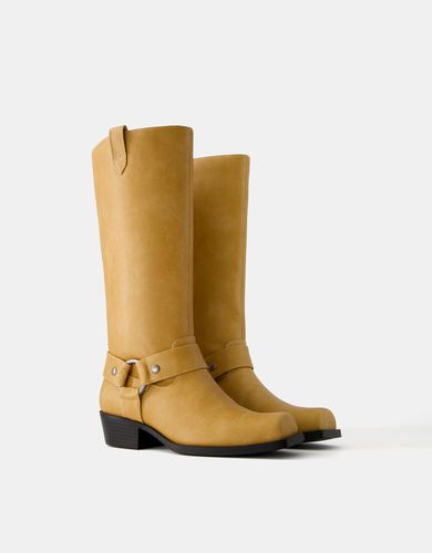 Botas Moteras Punta Cuadrada Mujer 35 - Bershka - Modalova