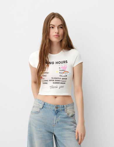 Camiseta Manga Corta Print Mujer 10-12 - Bershka - Modalova