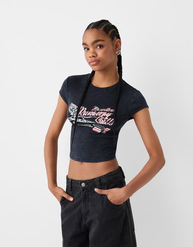 Camiseta Manga Corta Print Tiras Espalda Mujer 10-12 - Bershka - Modalova