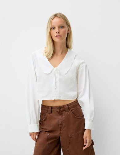 Camisa Manga Larga Cuello Bobo Mujer L - Bershka - Modalova