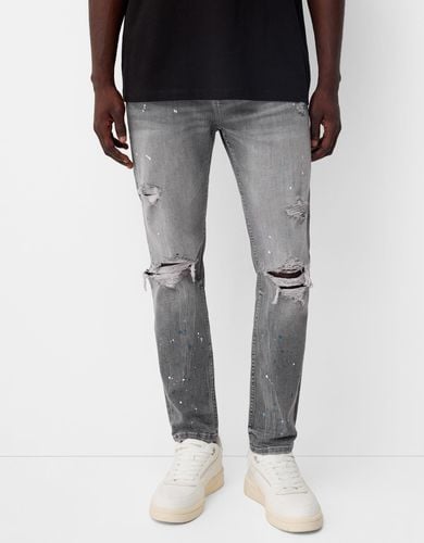 Jeans Skinny Rotos Pintura Hombre 42 - Bershka - Modalova