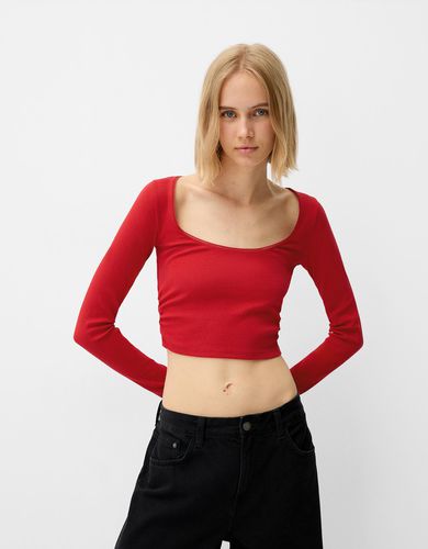 Camiseta Manga Larga Frunce Lateral Mujer L - Bershka - Modalova