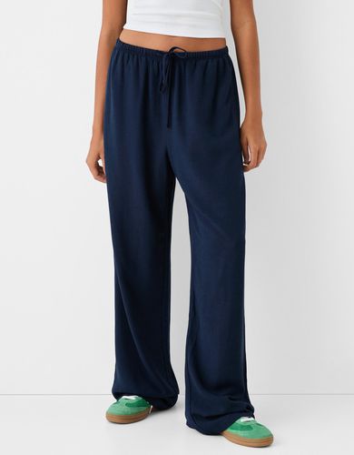 Pantalón Straight Con Lino Cintura Goma Mujer 10-12 - Bershka - Modalova