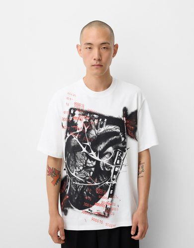 Camiseta Manga Corta Relaxed Print Hombre L - Bershka - Modalova