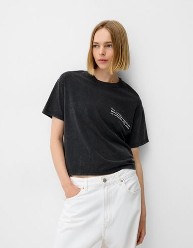 Camiseta Manga Corta Print Efecto Lavado Mujer L - Bershka - Modalova