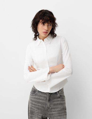 Camisa Entallada Manga Ancha Mujer M - Bershka - Modalova