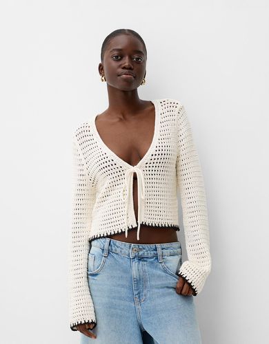 Cárdigan Rústico Crochet Mujer Xs - Bershka - Modalova