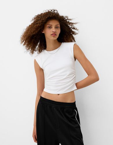 Camiseta Manga Corta Hombreras Mujer L - Bershka - Modalova