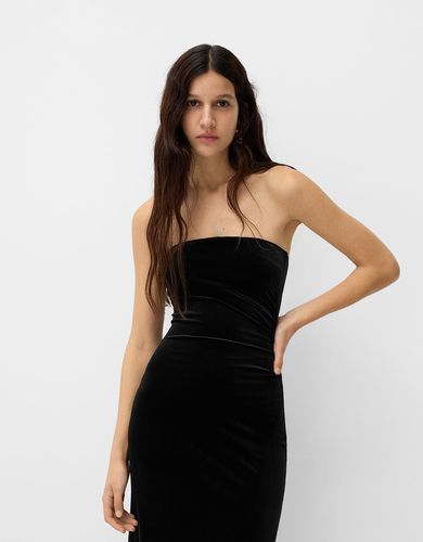 Vestido Midi Bandeau Velvet Mujer Xl - Bershka - Modalova