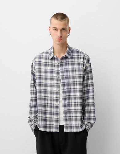 Camisa Manga Larga Boxy Cuadros Hombre L - Bershka - Modalova