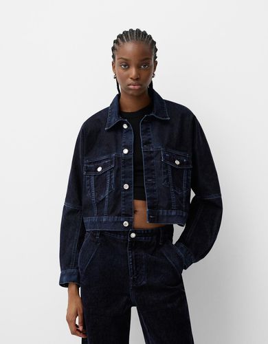 Cazadora Denim Cropped Mujer L - Bershka - Modalova