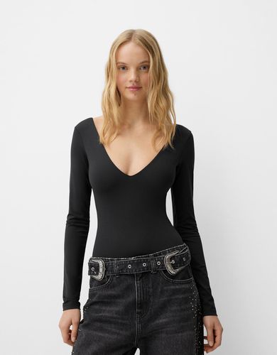 Body Manga Larga Cuello Pico Mujer L - Bershka - Modalova