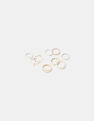 Pack 9 Anillos Perlas Mujer S - Bershka - Modalova