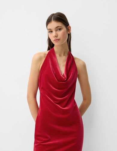 Vestido Midi Velvet Cuello Halter Mujer L - Bershka - Modalova