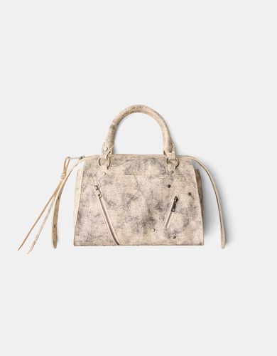 Bolso Tote Efecto Craquelado Mujer - Bershka - Modalova