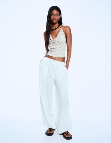 Shka Top Drapeado Tachas Mujer S " - Bershka - Modalova