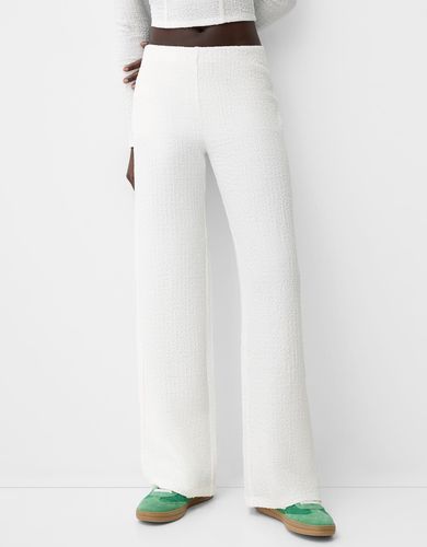 Pantalón Wide Leg Gofrado Mujer Xs - Bershka - Modalova