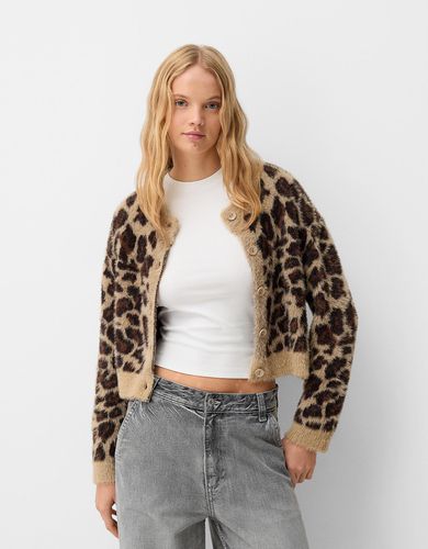 Chaqueta Efecto Pelo Animal Print Mujer L - Bershka - Modalova