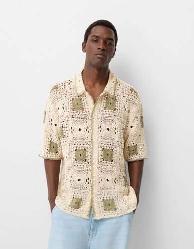 Camisa Manga Corta Crochet Hombre L - Bershka - Modalova