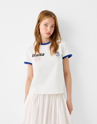 Camiseta Manga Corta Contraste Sport Mujer L - Bershka - Modalova