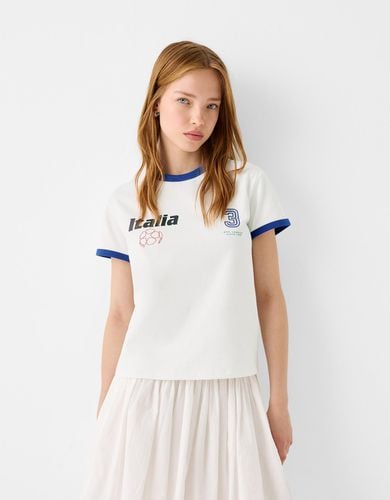 Camiseta Manga Corta Contraste Sport Mujer M - Bershka - Modalova